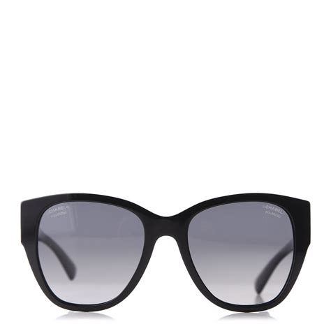 Chanel 5412 acetate polarized Butterfly CC Sunglasses Black